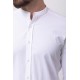 White Cotton And Elastane Fabrics With Mandarin Collar Basic Mens Shirt
