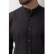 Black Color Mandarin Collar Design Casual Linen Men's Shirt