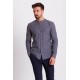 Anthracite Color Mandarin Collar Design Casual Linen Men's Shirt