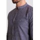 Anthracite Color Mandarin Collar Design Casual Linen Men's Shirt