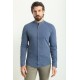 Indigo Color Mandarin Collar Design Casual Linen Men's Shirt