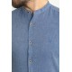 Indigo Color Mandarin Collar Design Casual Linen Men's Shirt