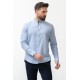 Blue Color Mandarin Collar Design Casual Linen Men's Shirt