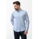 Blue Color Mandarin Collar Design Casual Linen Men's Shirt
