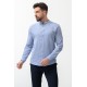 Sax Color Mandarin Collar Design Casual Linen Men's Shirt