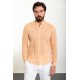 Orange Color Mandarin Collar Design Casual Linen Men's Shirt