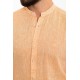 Orange Color Mandarin Collar Design Casual Linen Men's Shirt