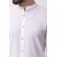 White Color Mandarin Collar Design Casual Linen Men's Shirt