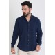 Dark Blue Color Casual Linen Men's Shirt