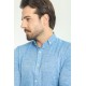 Sax Color Casual Linen Men's Shirt