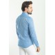 Sax Color Casual Linen Men's Shirt