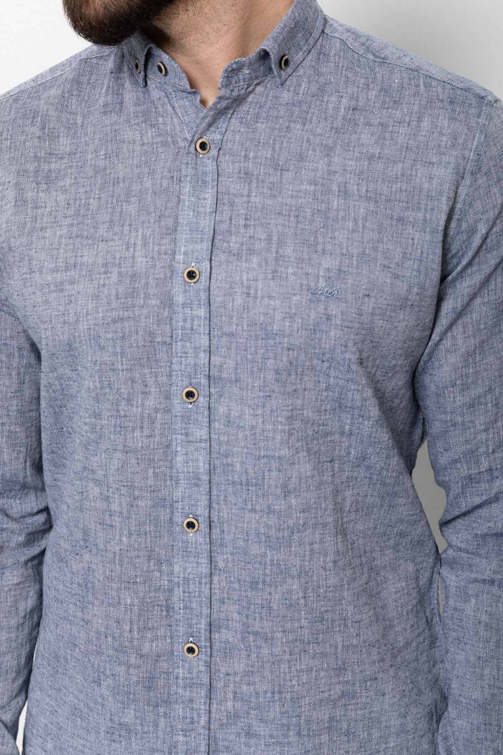 Light Grey Color Casual Linen Men's Shirt
