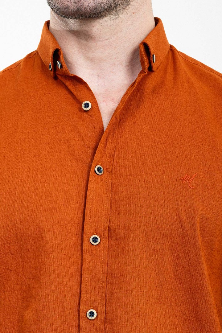 Tile Color Casual Linen Men's Shirt