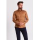 Camel Cotton And Satin Fabrics With Hidden Buttons Classic Mens Shirt