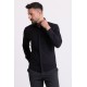 Black Cotton And Elastane Fabrics With Hidden Buttons Classic Mens Shirt