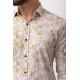 White And Camel Colours Combination Cotton And Elastane Fabrics Concealed Button Detailed Casual Mens Shirt