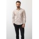 White And Camel Colours Combination Cotton And Elastane Fabrics Concealed Button Detailed Casual Mens Shirt