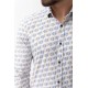 White And Camel Colours Combination Cotton And Elastane Fabrics Concealed Button Detailed Casual Mens Shirt