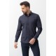Dark Blue And Camel Colours Combination Cotton And Elastane Fabrics Concealed Button Detailed Casual Mens Shirt