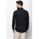 Dark Blue Cotton And Elastane Fabrics Concealed Button Detailed Casual Mens Shirt