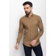 Mustard Cotton And Elastane Fabrics Concealed Button Detailed Casual Mens Shirt
