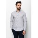 Beige Cotton And Elastane Fabrics Concealed Button Detailed Casual Mens Shirt