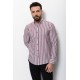 Claret Red And Ecru Colours Combination Cotton Fabric Striped Design Casual Mens Shirt