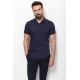 Dark Blue Cotton And Elastane Fabric With Short Sleeve Concealed Button Detailed Casual Mens Shirt