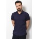Dark Blue Cotton And Elastane Fabric With Short Sleeve Concealed Button Detailed Casual Mens Shirt