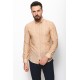 Camel Cotton And Linen Fabrics Striped Detailed Casual Mens Shirt