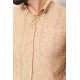 Camel Cotton And Linen Fabrics Striped Detailed Casual Mens Shirt