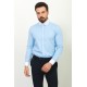Blue And White Colours Combination Cotton Fabric Needle With Round Collar And Striped Design Classic Mens Shirt