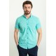 Mint Green Cotton And Elastane Fabrics With Figured Design Short Sleeve Casual Mens Shirt
