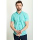 Mint Green Cotton And Elastane Fabrics With Figured Design Short Sleeve Casual Mens Shirt