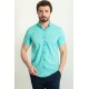 Mint Green Cotton And Elastane Fabrics With Figured Design Short Sleeve Casual Mens Shirt