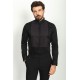 Black Cotton Fabric With Wing Collar Design Classic Mens Tuxedo Shirt