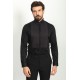Black Cotton Fabric With Wing Collar Design Classic Mens Tuxedo Shirt