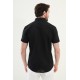 Black Color Short Sleeve Linen Shirt