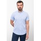 Blue Linen And Cotton Fabrics Casual Short Sleeve Mens Shirt