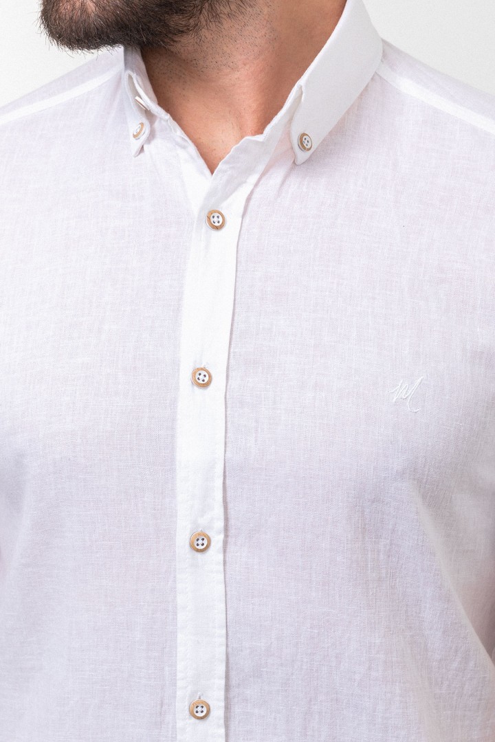 White Linen And Cotton Fabrics Casual Short Sleeve Mens Shirt