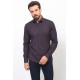 Dark Blue And Camel Color Figured Design Casual Cotton Men's Shirt