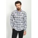 Black And White Colours Combination Cotton And Elastan Fabrics With Flower Design Casual Mens Shirt