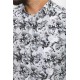 Black And White Colours Combination Cotton And Elastan Fabrics With Flower Design Casual Mens Shirt
