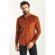 Tile Color Striped Velvet Fabric Casual Men's Shirt