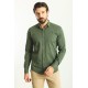 Khaki And Dark Blue Color Figured Design Casual Men's Shirt
