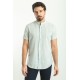 Ecru And Blue Color Striped Design Casual Cotton Shirt