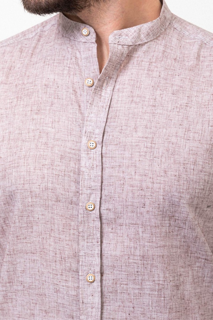 Brown Color Casual Men's Linen Shirt