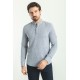 Dark Blue And Ecru Color Mandarin Collar Design Casual Cotton Men's Shirt