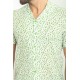 Green And White Color Figured Design Casual Cotton Short Sleeved Shirt