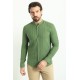 Green Color Striped And Mandarin Collar Design Casual Men's Cotton Shirt